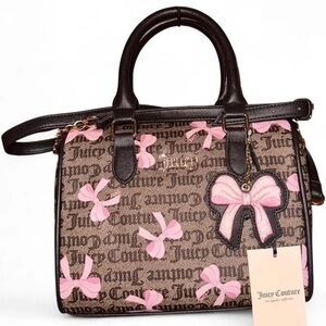 Juicy Couture Brown and Pink Bow Satchel